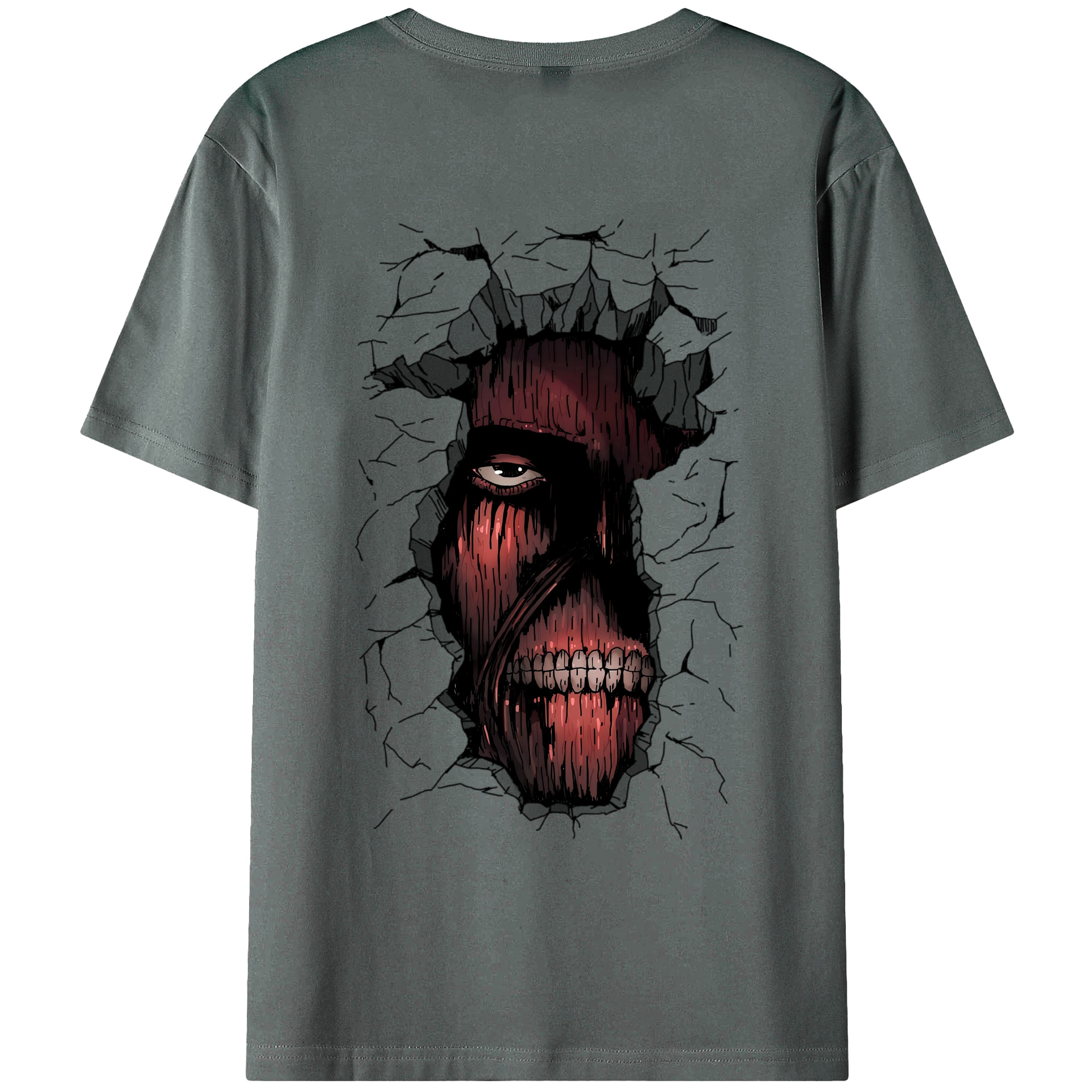 （画像用） 進撃の巨人 Attack on Titan 綿100％ メンズ半袖Tシャツ（バックプリント） 通気性